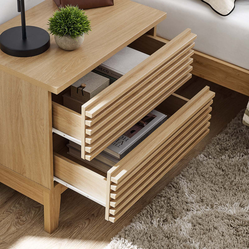 Modway Render Two Drawer Mid Century Modern Nightstand
